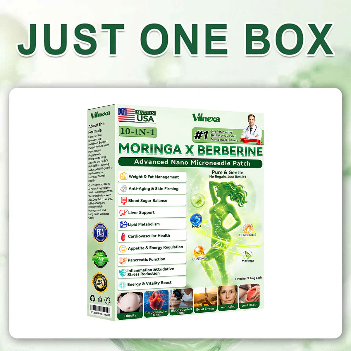 🌙 Vilnexa™ 8-in-1 AMPK Metabolic Slimming Patch 🇺🇸 Moringa × Berberine Formula · Supports Weight Management, Metabolic Balance & Daily Comfort