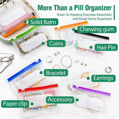 A8 Waterproof Pill Pouch Set – 7 to 14 Days of Meds & Vitamins💧Waterproof & Crush-Resistant Shell