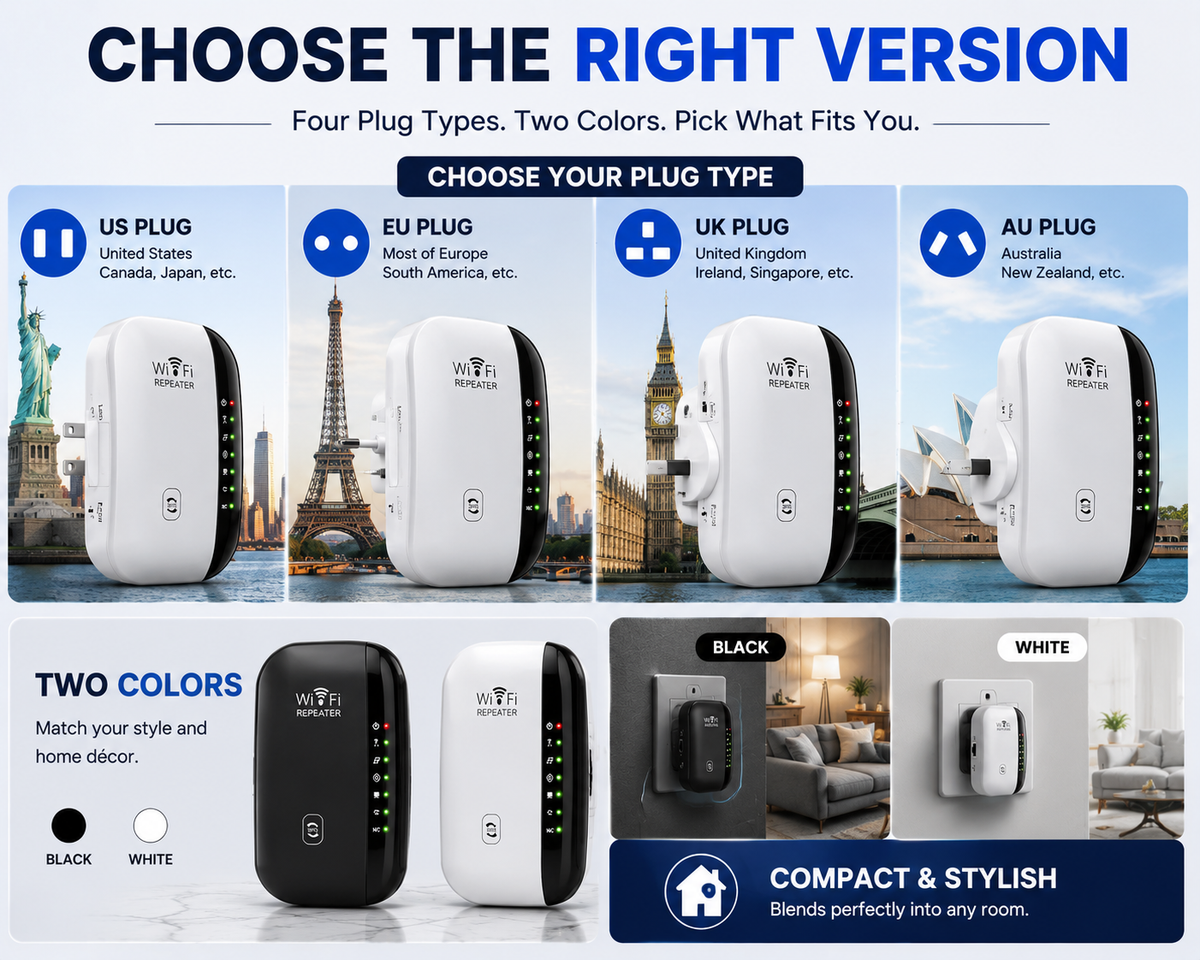 📶2026 Upgraded Version- WiFi Range Extender – Plug-In Repeater with Ethernet Port & Free Cable