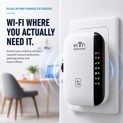 📶2026 Upgraded Version- WiFi Range Extender – Plug-In Repeater with Ethernet Port & Free Cable
