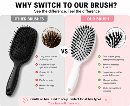 Viral Boar Bristle Detangling Hair Brush for Smooth & Shiny Hair