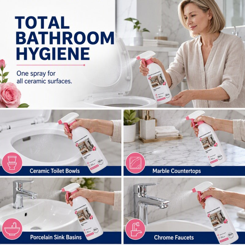 Multi-Surface Bathroom Cleaner Spray — Removes Soap Scum, Limescale & Odors