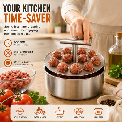 🍝 Non-Stick Stainless Steel Meatball Scoop – Perfect Round Meatballs Without Messy Hands