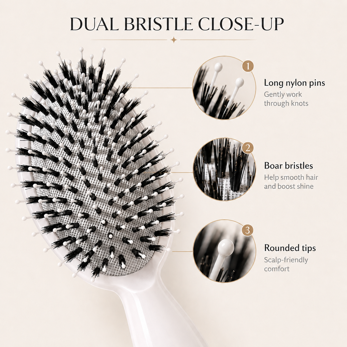 Viral Boar Bristle Detangling Hair Brush for Smooth & Shiny Hair