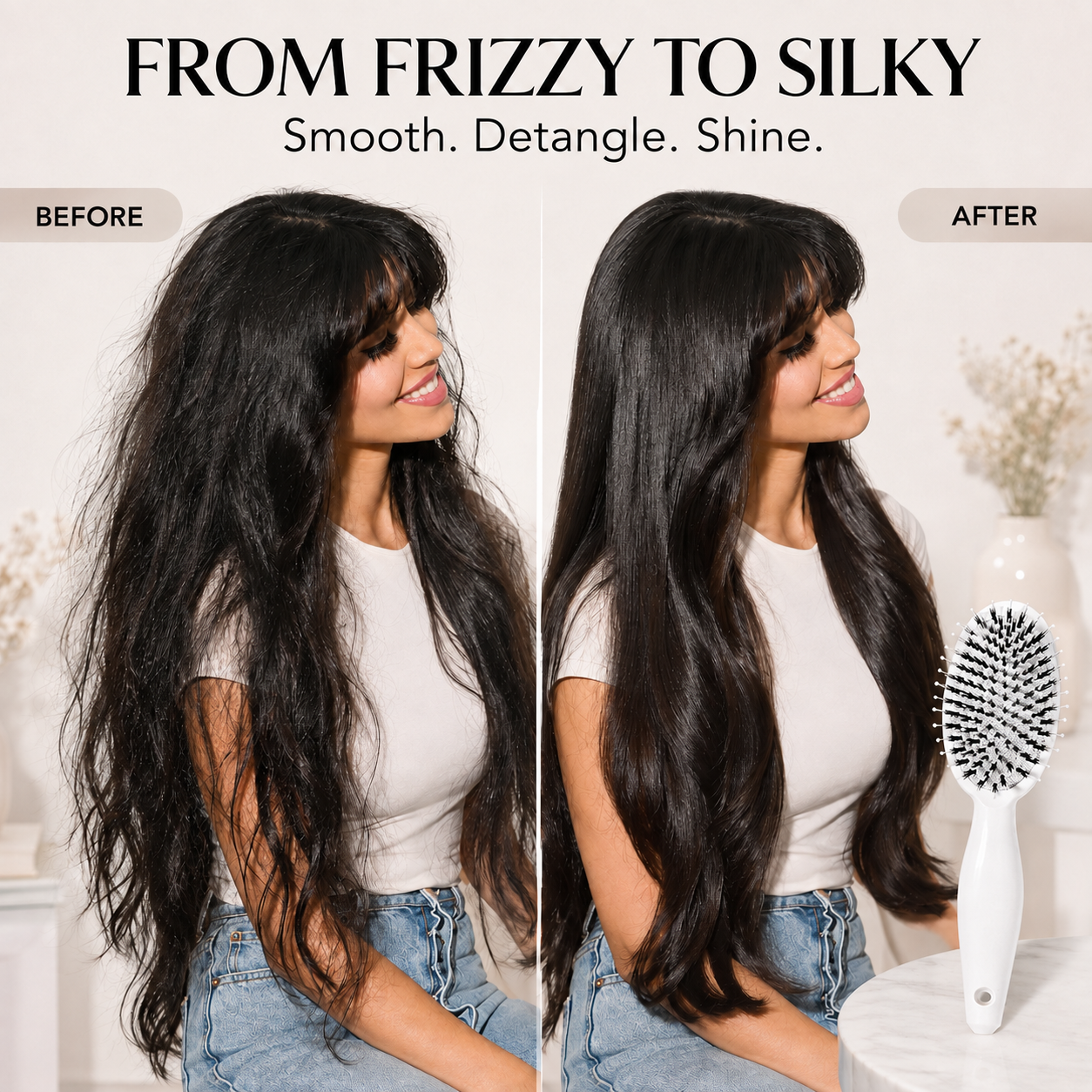Viral Boar Bristle Detangling Hair Brush for Smooth & Shiny Hair