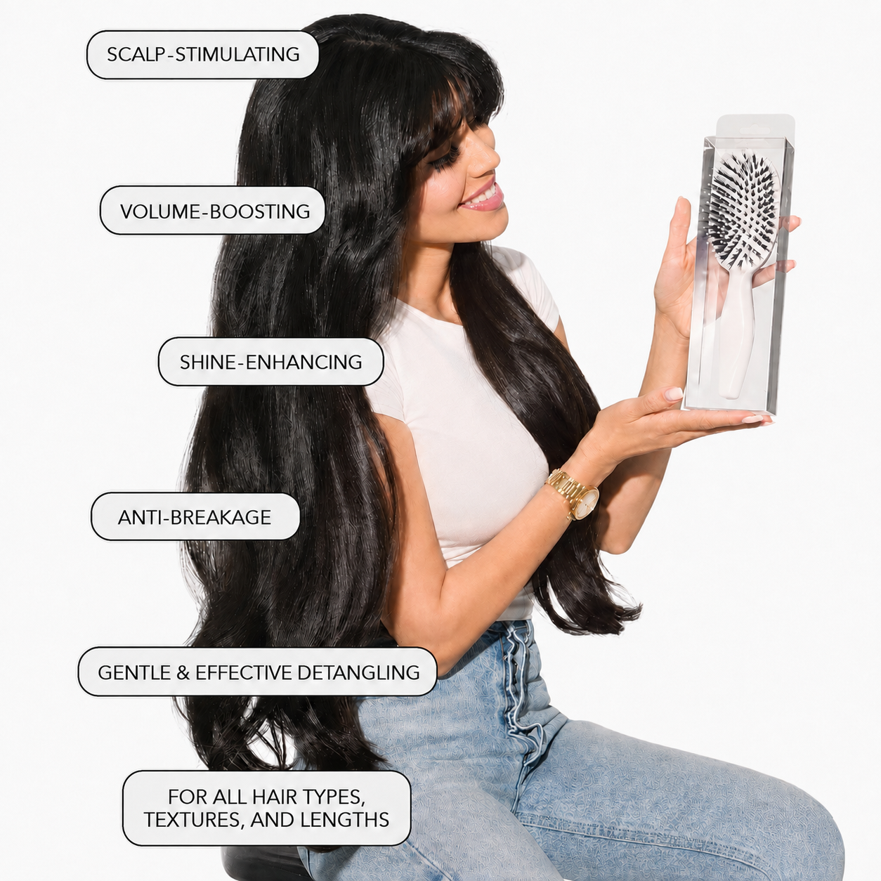 Viral Boar Bristle Detangling Hair Brush for Smooth & Shiny Hair