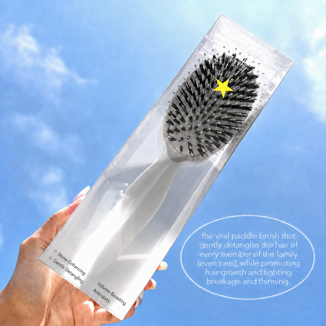 Viral Boar Bristle Detangling Hair Brush for Smooth & Shiny Hair