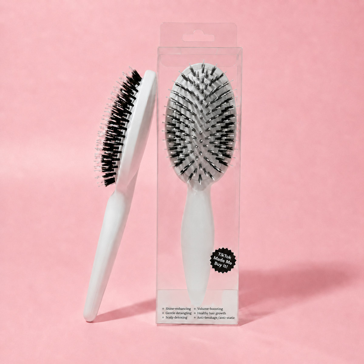 Viral Boar Bristle Detangling Hair Brush for Smooth & Shiny Hair