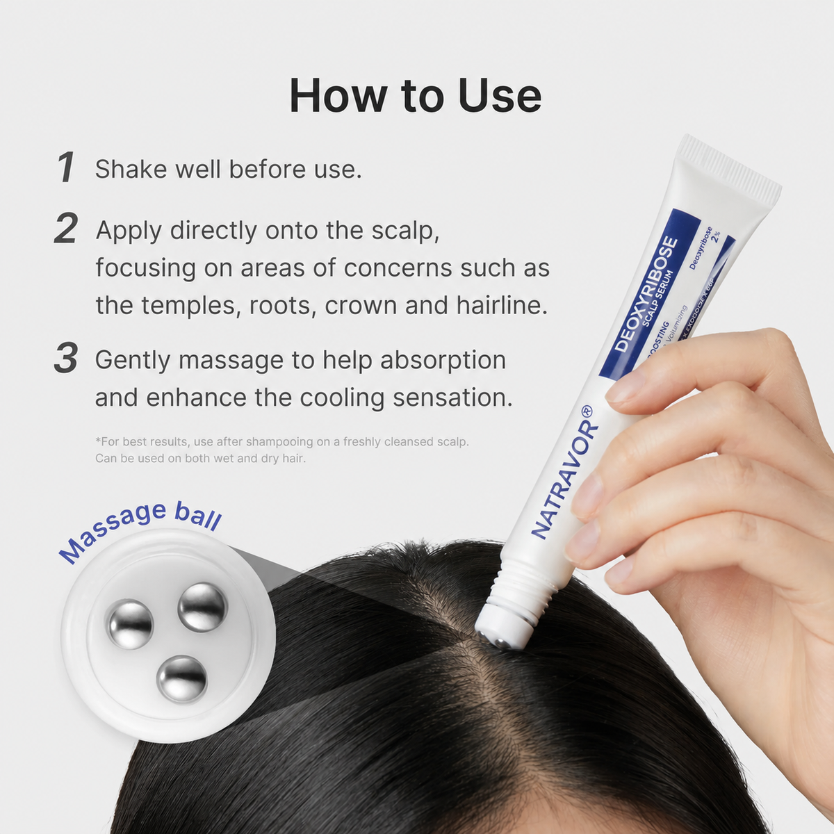 Natravor® Deoxyribose Scalp Serum | For Fuller-Looking Hair & Scalp Strengthening Roll-On Serum