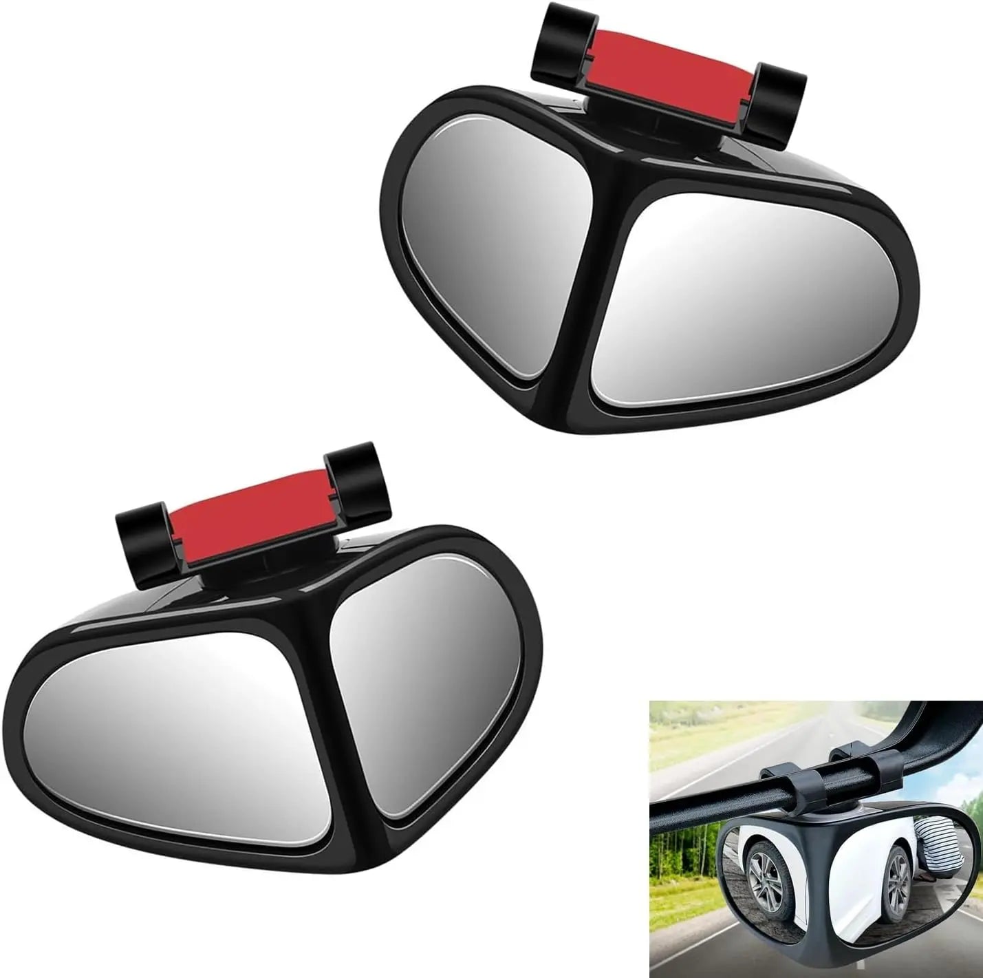 360 degree rotatable dual lens blind spot mirror