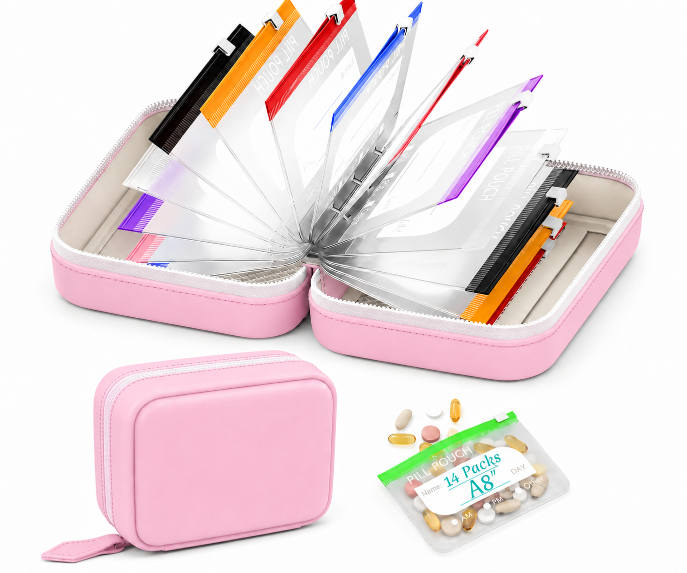A8 Waterproof Pill Pouch Set – 7 to 14 Days of Meds & Vitamins💧Waterproof & Crush-Resistant Shell