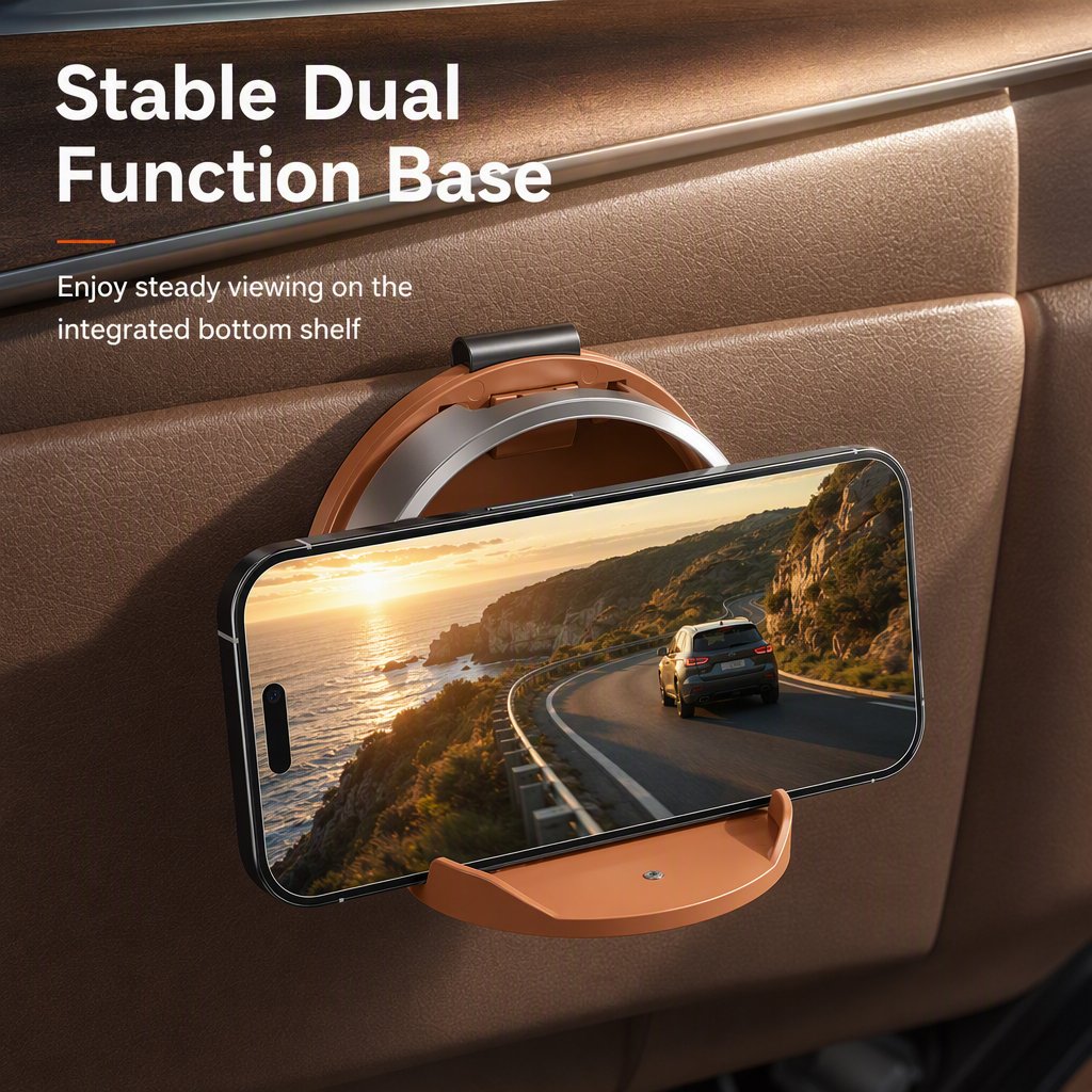 Foldable Car Door Cup Holder & Storage Tray — Fits Large Bottles & Phones