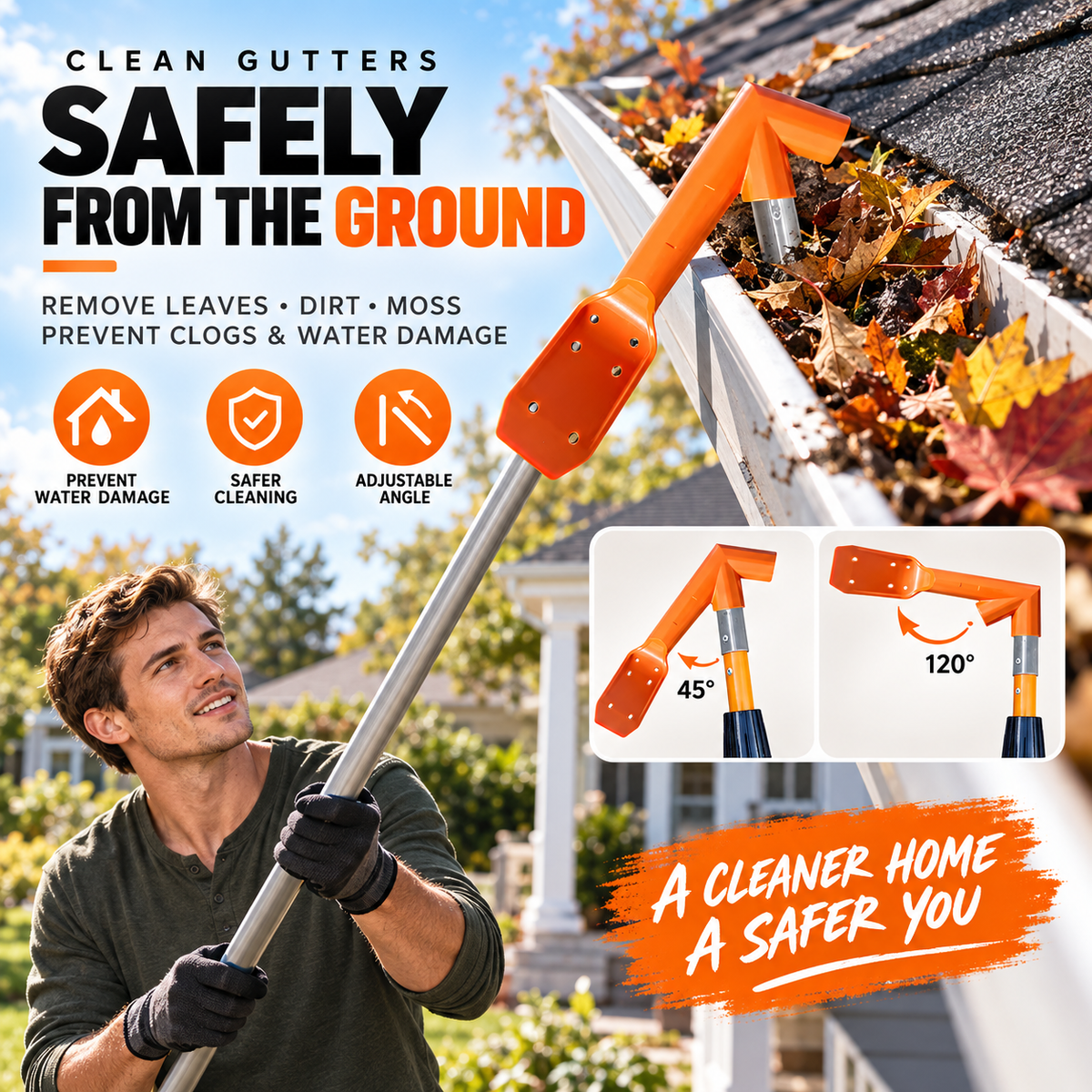 Adjustable Gutter Cleaning Scoop — Clear Leaves & Debris from the Ground