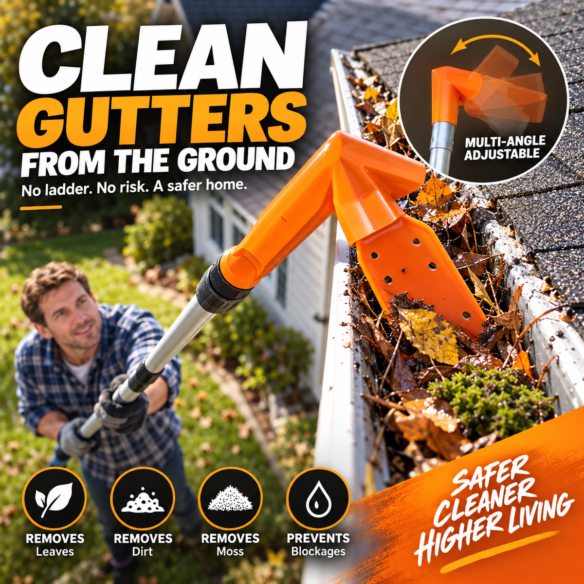 Adjustable Gutter Cleaning Scoop — Clear Leaves & Debris from the Ground
