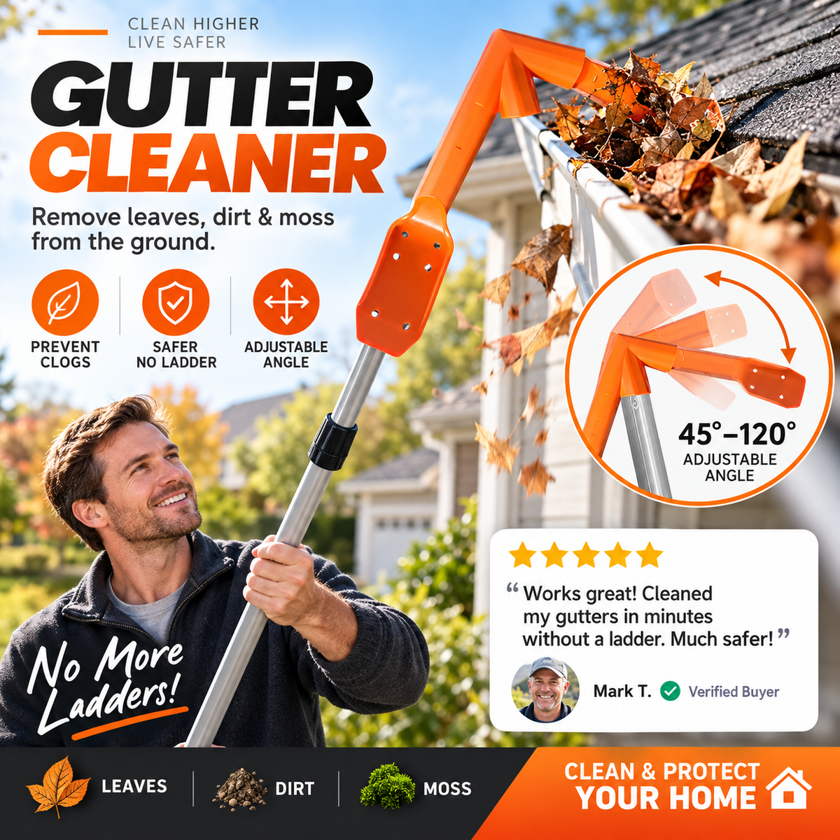 Adjustable Gutter Cleaning Scoop — Clear Leaves & Debris from the Ground