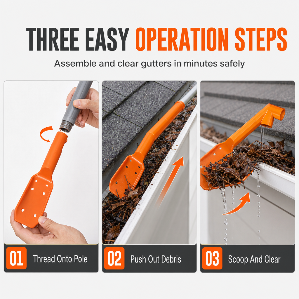 Adjustable Gutter Cleaning Scoop — Clear Leaves & Debris from the Ground